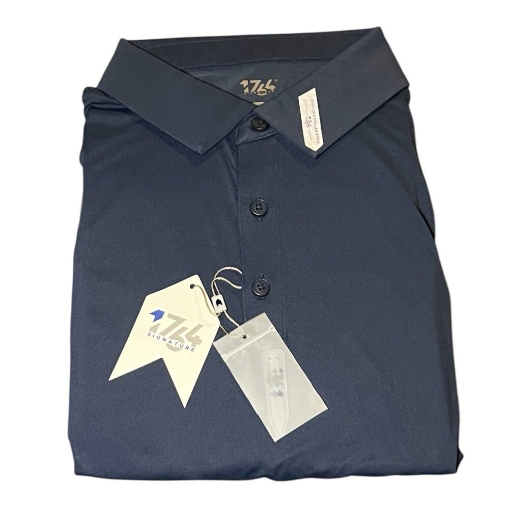 NWT 1764 Signature Performance Golf Polo Shirt Mens XL Navy‎ Blue Stretch Sports